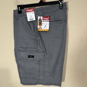 Wrangler Cargo Shorts Men 33 Relaxed Fit Cotton Gray Outdoors Trail Casual NEW